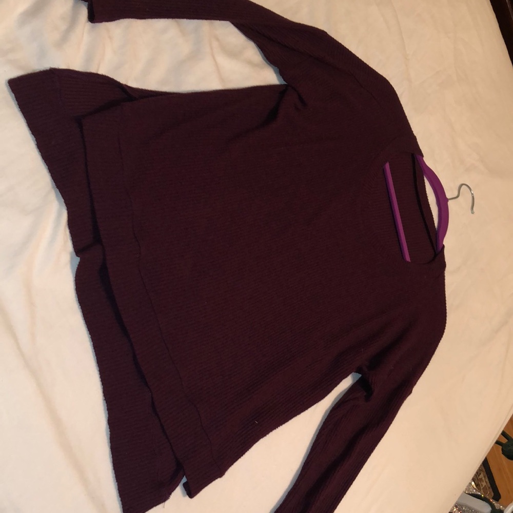 Waffle knit shirt sweater